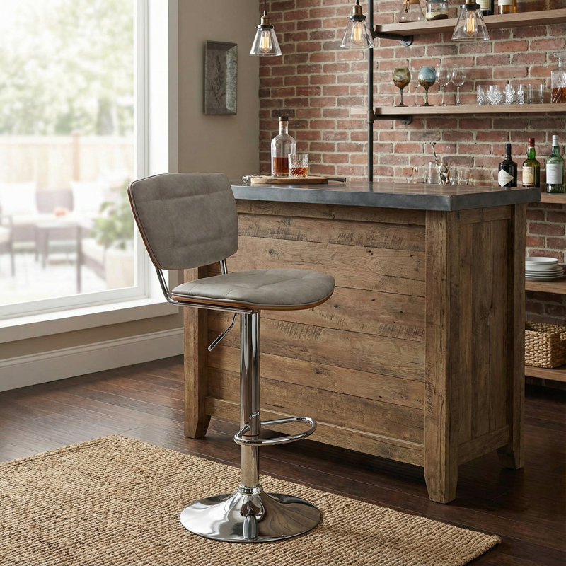 Tabouret de comptoir pivotant et réglable en hauteur Salmeron