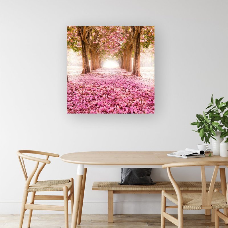 Pink Flower Tree Tunnel - Wrapped Canvas Print, 16cm H x 16cm W x 3.8cm D