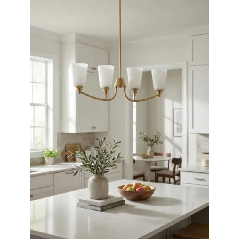Kaminsky Chandelier, Brass, White