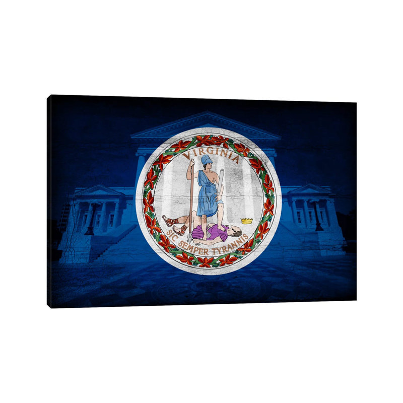 Virginia FlagState Capitol With Cracks - Wrapped Canvas Print, 30.48 cm H x 45.72 cm W