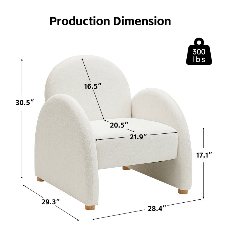 Delal  Upholstered  Boucle Armchair, Beige Fabric