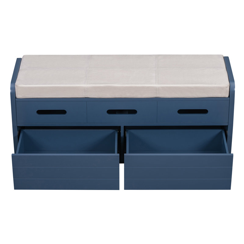 Banc de rangement rustique avec rangement dissimulé et 3 faux panneaux supérieurs, combinant style et commodité pour les vestibules