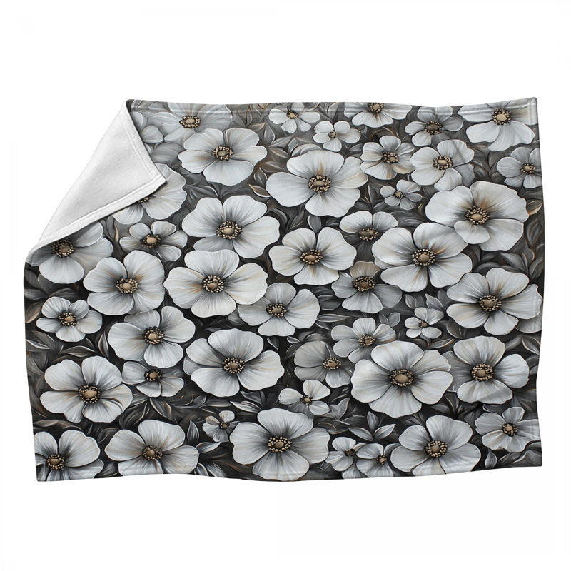 Jeté en molleton Floral Floral, L 50 po x l 60 po