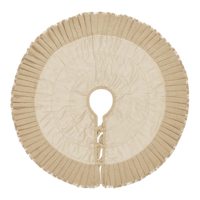 Yuletide Burlap Tan Ruffled Christmas Tree Skirt, 36 Inch