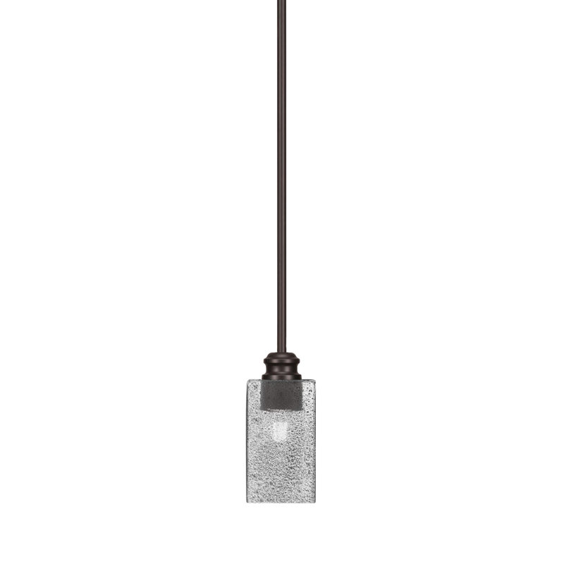 Mini-luminaire suspendu à tige suspendue avec verre carré fumé 3,5 "Edge, Espresso