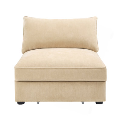 Armless Sofa Velvet - Wheat