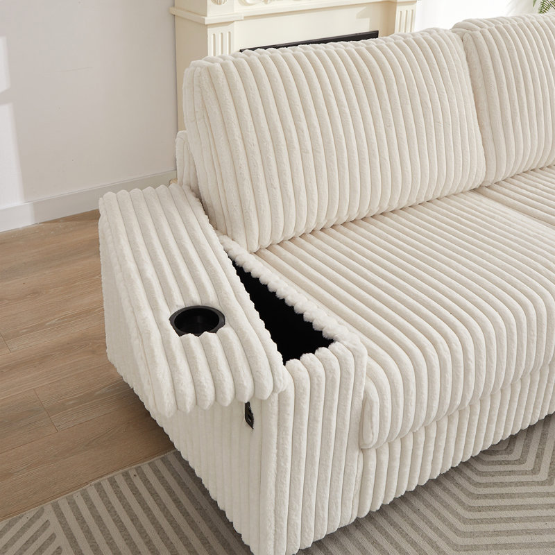 Cylan 110'' Upholstered L Shaped Sofa, Beige