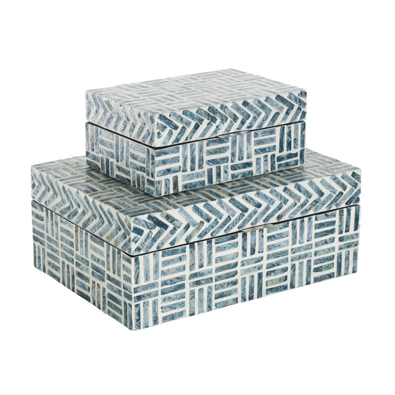 Ninon 2 Piece Handmade Mother Of Pearl Decorative Box Set
