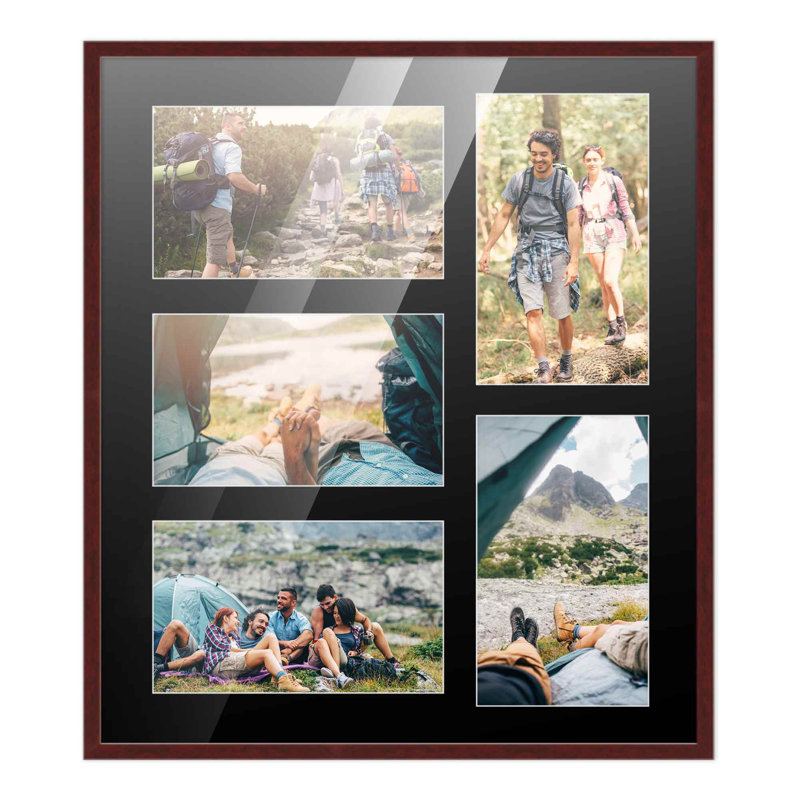 Wood Picture Frame with Mat, 4" x 6", 12" x 14", Dark Brown/Black
