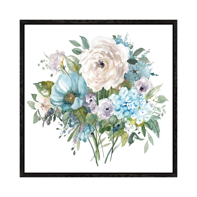 Blue And White Bouquet II by Carol Robinson - Print on Canvas, 66.04 cm H x 66.04 cm W, Black Framed