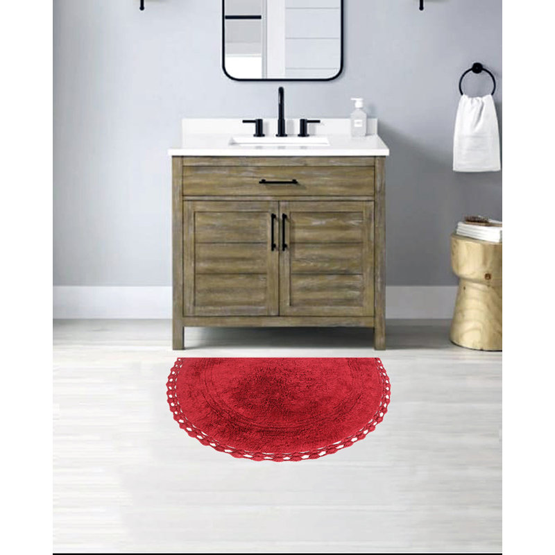 Sasuke Bath Rug with Non-Slip Backing, Red