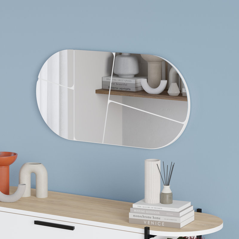 Marzario Oval Wall Mirror, White