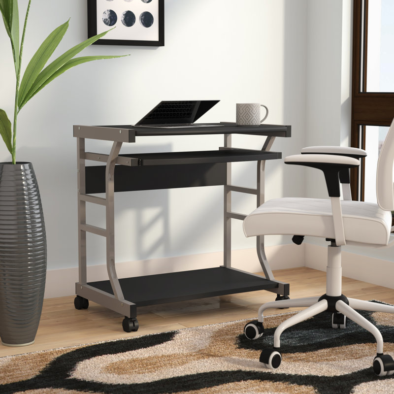 Lunde Metal Base Writing Desk, Black/Silver
