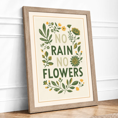 No Rain No Flowers Botanical - Framed Print