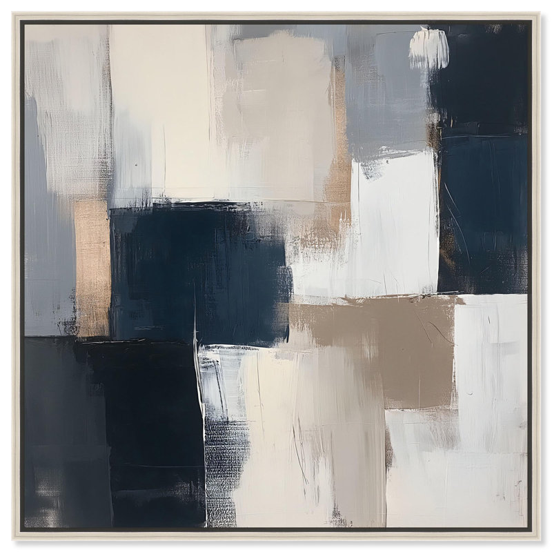 Toile «Blue Undertone III» par Art Remedy, H 13 po x l 13 po, Noir, Cadre flottant