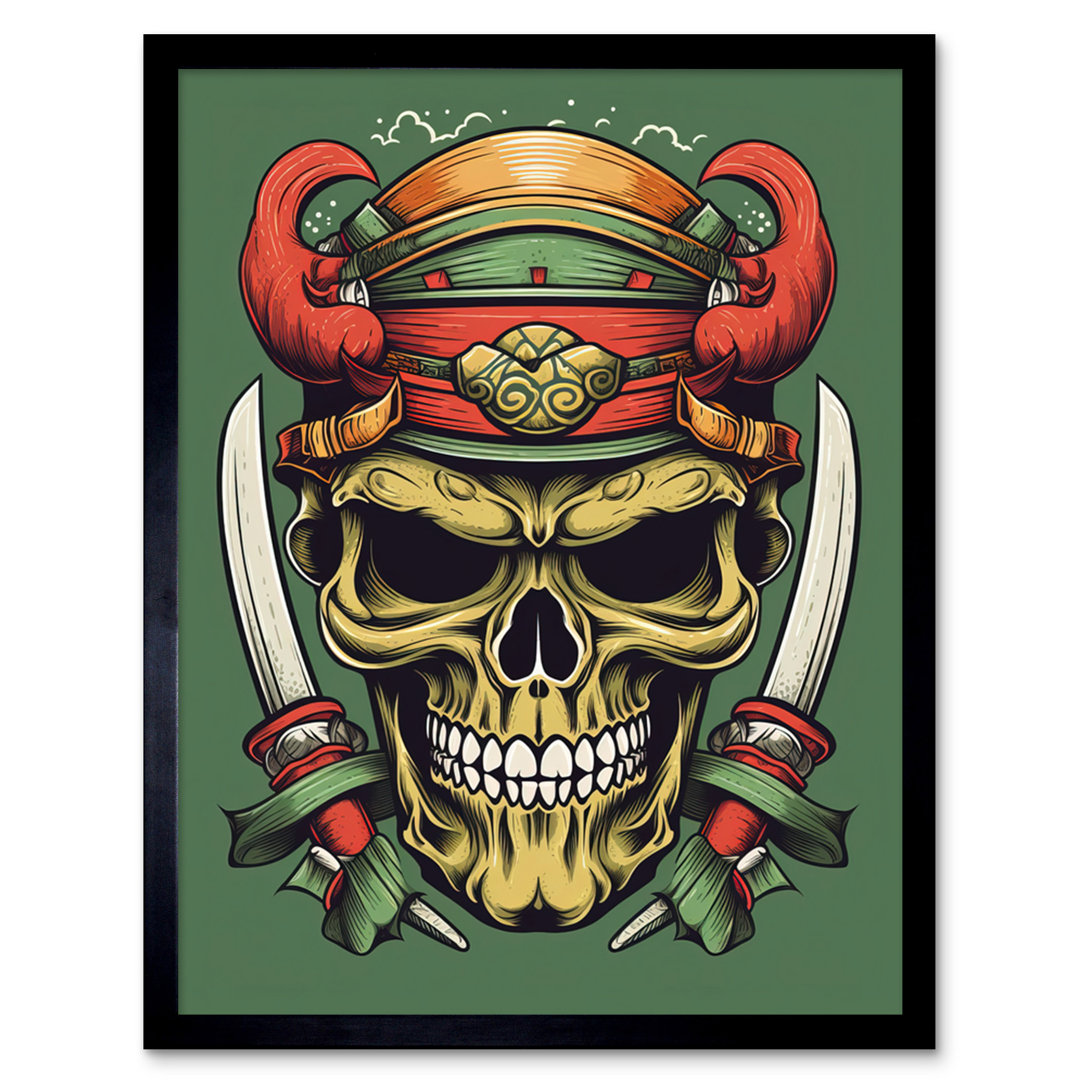 Karratha Evil Samurai Skull And Swords Tattoo Ink Body Art Rockabilly Americana - Single Picture Frame Print