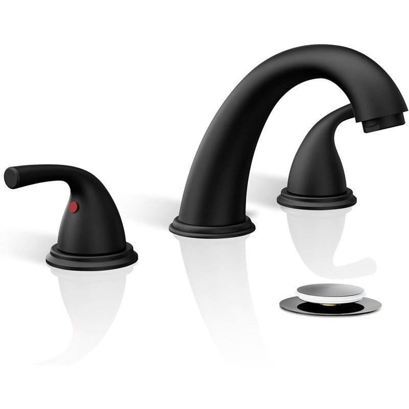 Robinet de salle de bain à 2 poignées avec drain NO, Noir mat