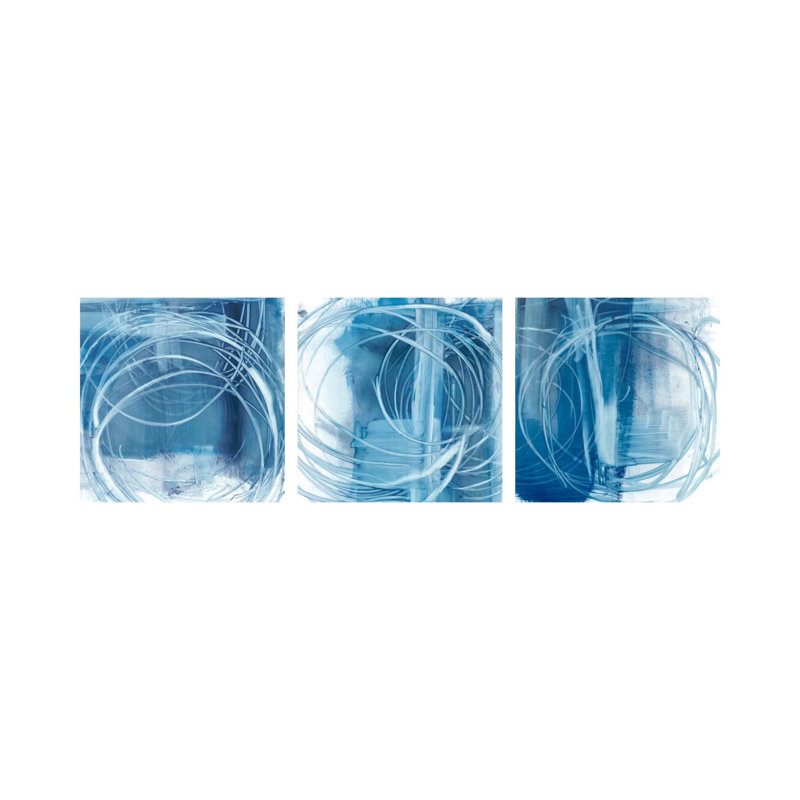 Indigo Expression Triptych - ensemble d'art mural sur toile - toile tendue (ensemble de 3)