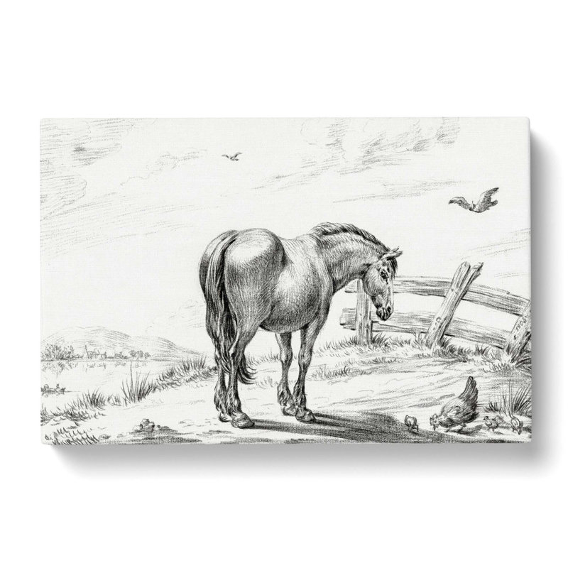 Horse in a Meadow by Jean Bernard - Wrapped Canvas, 40cm H x 60cm W x 3cm D