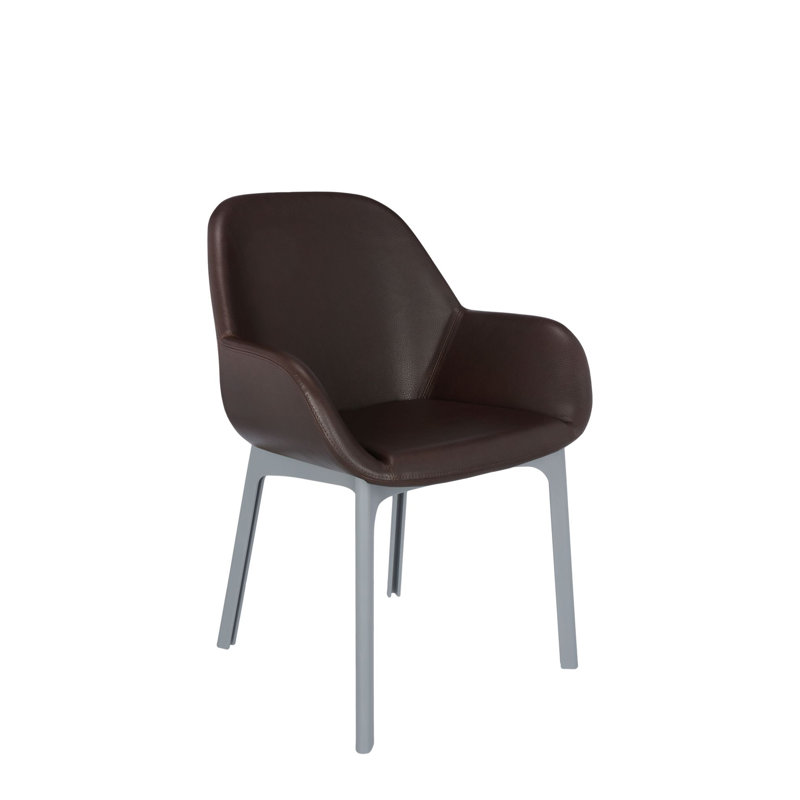 Clap Upholstered Arm Chair, Dark Gray, Taupe