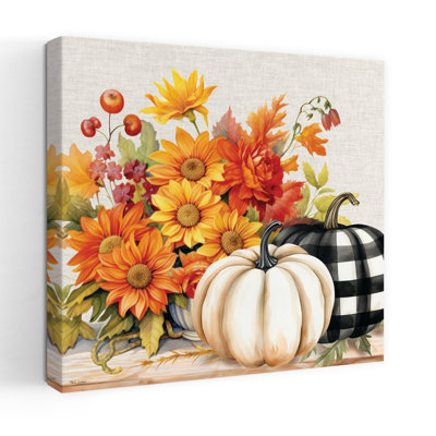 Contemporary Fall Flowers And Pumpkins With Fall Still Life Art