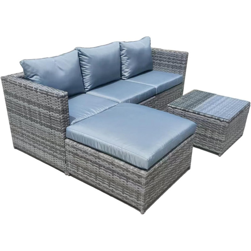 Wicker 3 - Person Garden Lounge Set with Cushions