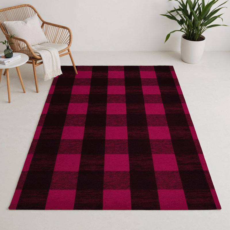 Tapis d'intérieur et d'extérieur à carreaux rouge, Rectangle 5 pi x 7 pi