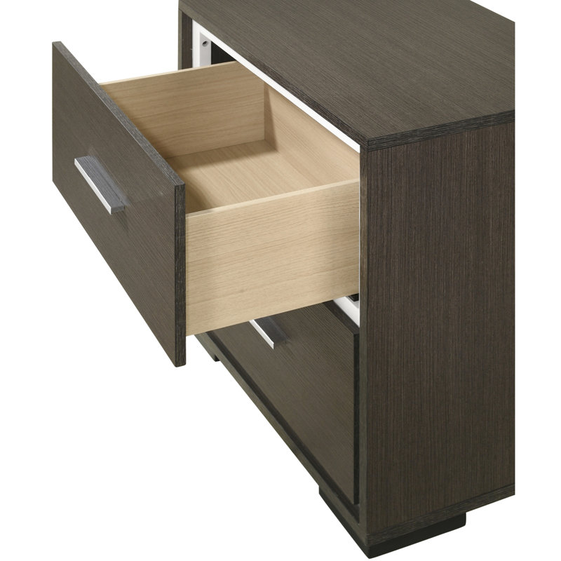 Élégante table de chevet rustique avec 2 tiroirs, fabrication en bois, finition décorative, fabrication en bois