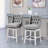 Counter Height Bar Stools Set Of 2, 180 Degree Swivel Barstools, 27" Seat Height Bar Chairs With Solid Wood Footres And Button Tufted Design, Grey