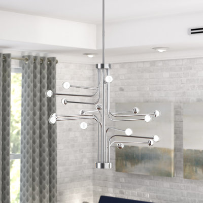 Lustre linéaire moderne Spoutnik à 16 lumières Dittrich