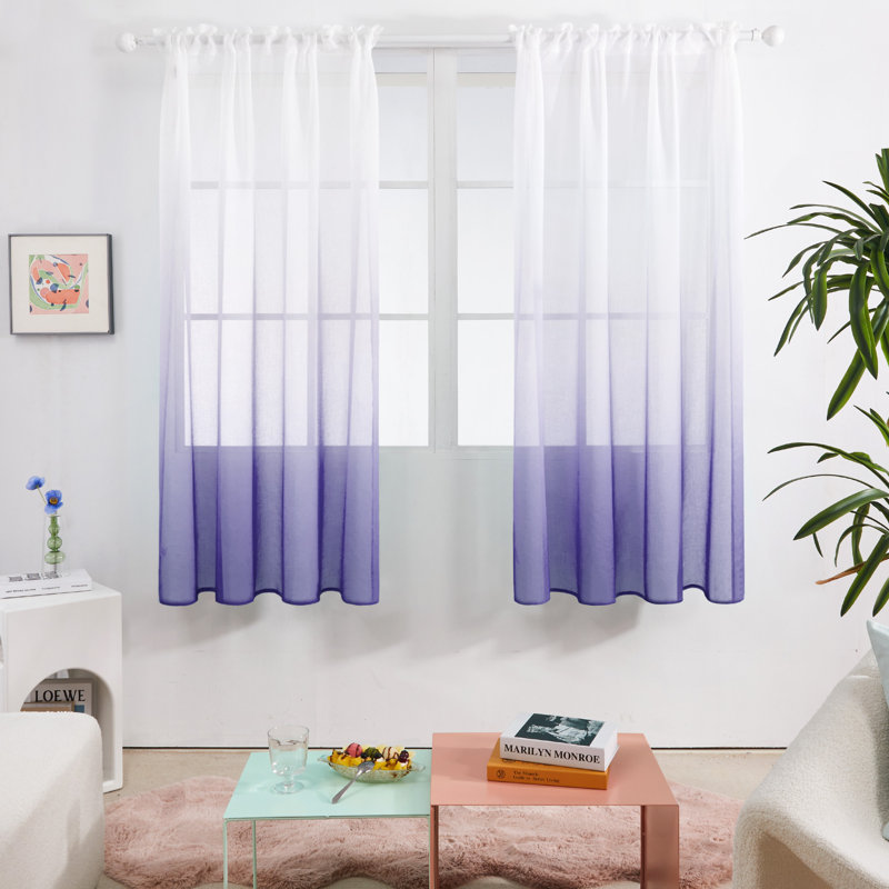 Zhejno Sheer Curtain Pair, 52" W x 63" L, Purple