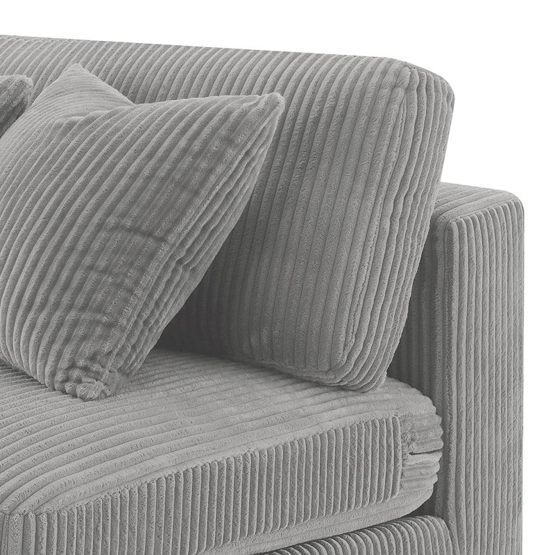 Fauteuil rembourré sans accoudoirs, Velours côtelé gris