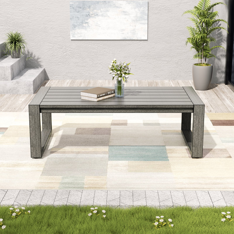 Adden Hand-Painted Aluminum Outdoor Coffee Table