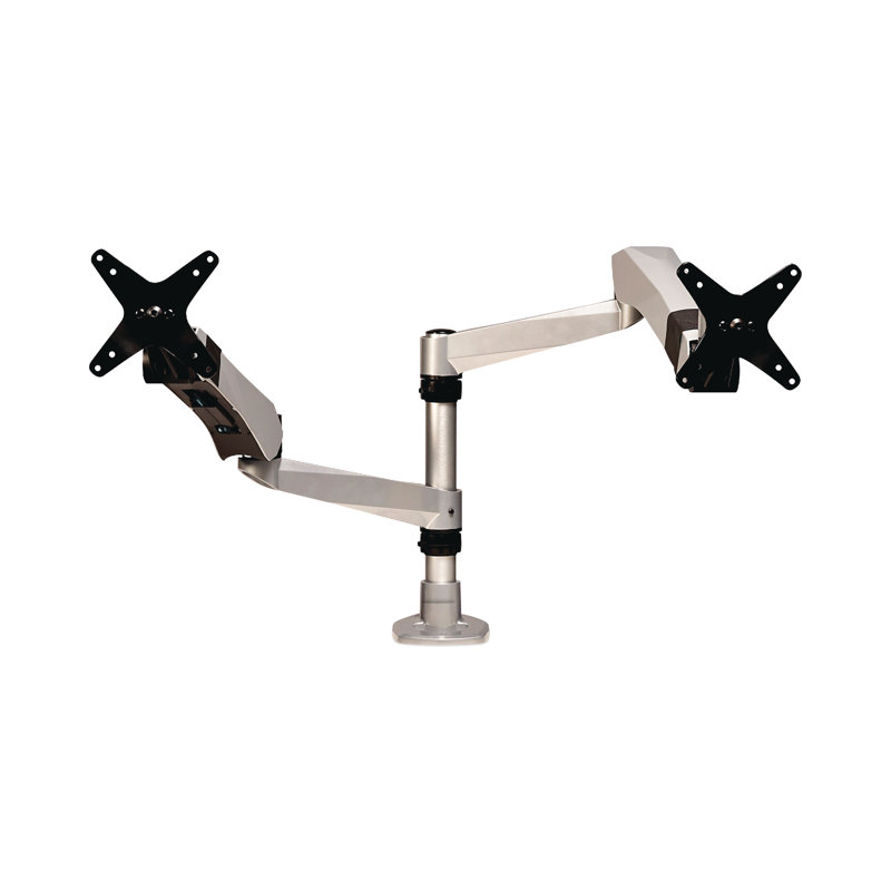 Silver Adjustable Dual Monitor Desk Mount Kit