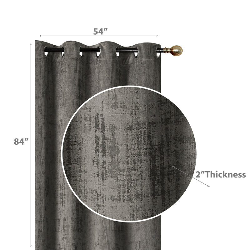 Velvet Semi Sheer Curtain Pair, 22" W x 72" L, Gray