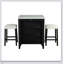 Modern Black High Gloss Dining Table with Side Shelves and 2 Stools, Perfect for Compact Spaces and Stylish Living