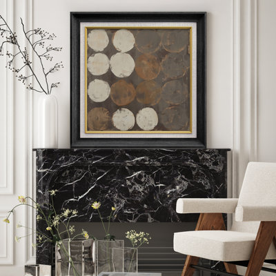 «Brown and White Circular Pattern Abstract», reproduction d'art sur papier encadrée