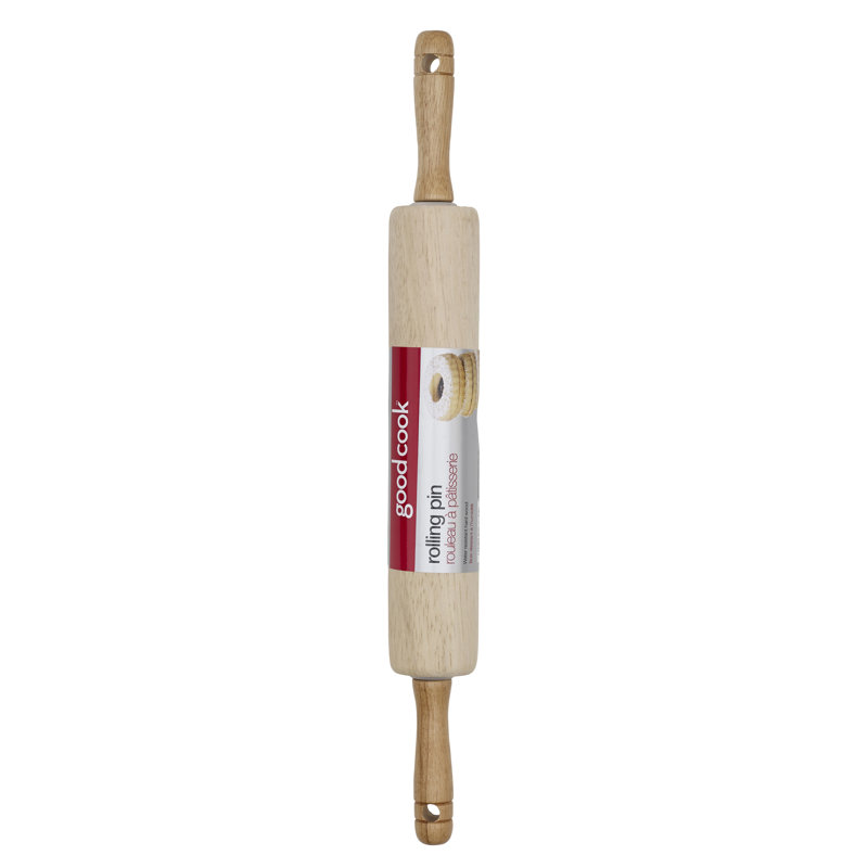 Natural Wood Rolling Pin with Contoured Handles