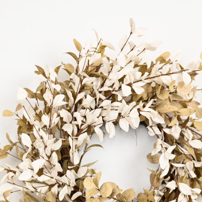 Couronne d'eucalyptus d'automne 24 po, Blanc