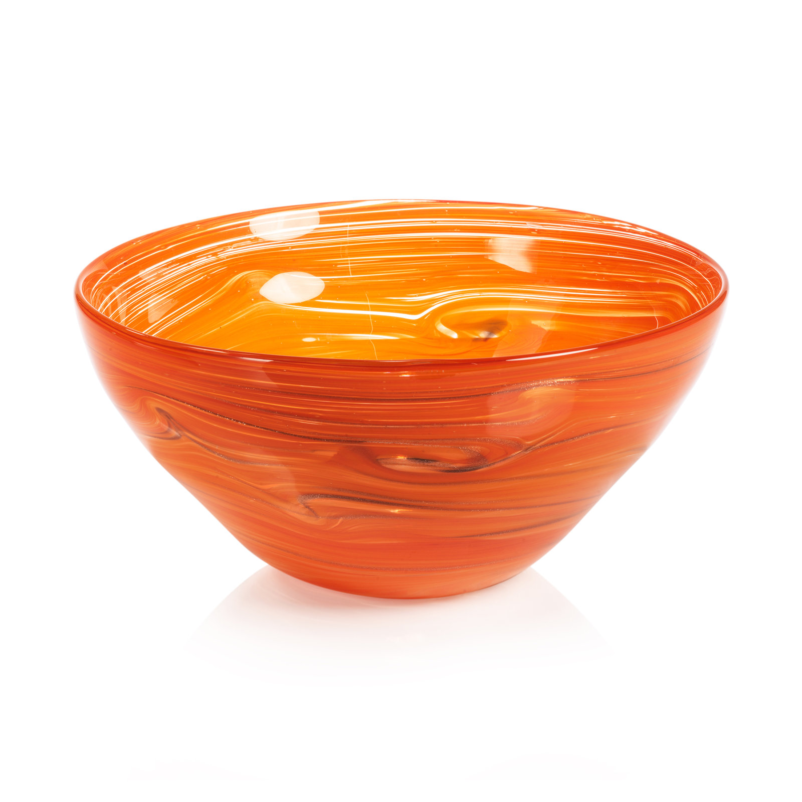 Delphine Glass Serving Bowl, 12", Multi Orange