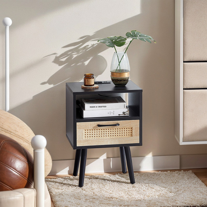 Table de bout avec rangement Makih, Noir