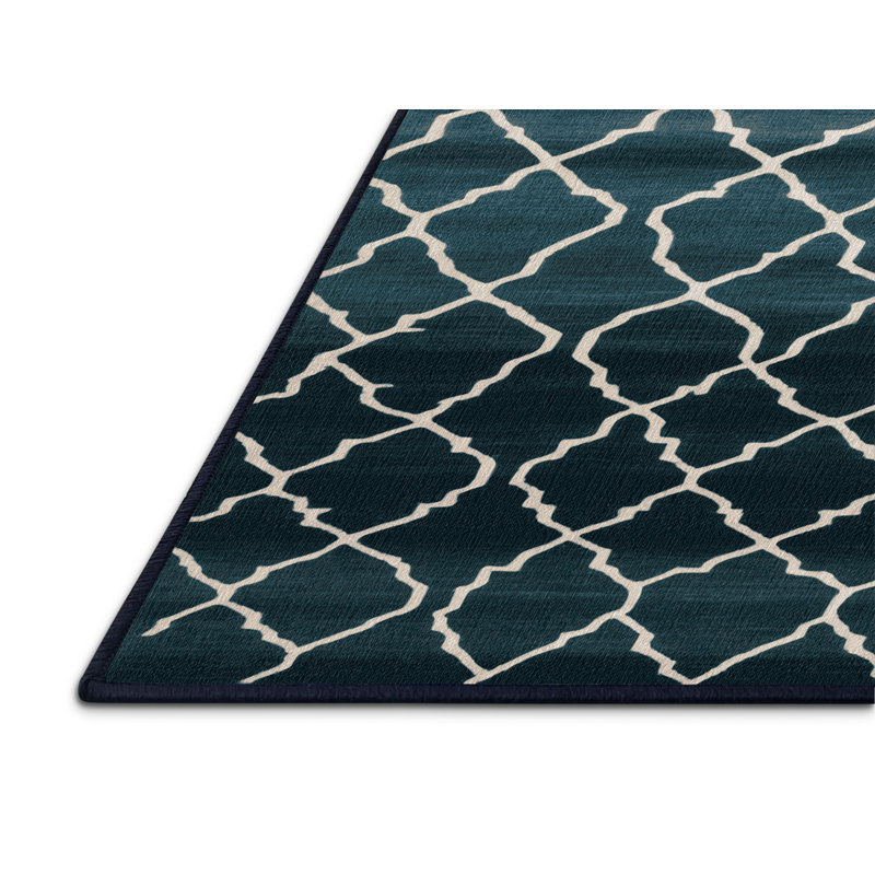 Machine Washable Trellis Gray Area Rug, Square 7'