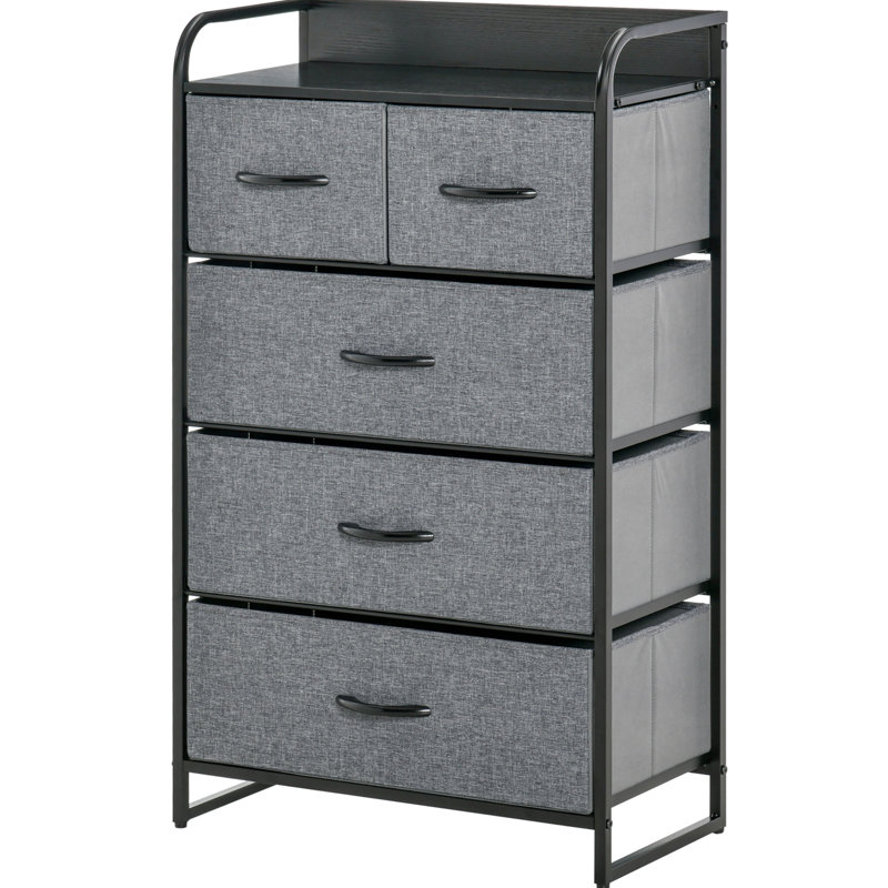 Commode 5 pièces en tissu gris