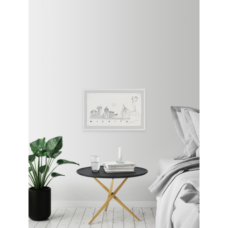 Wichita Kansas Skyline - cadre photo, impression sur papier, H 20 po x l 30 po x 1,5 po