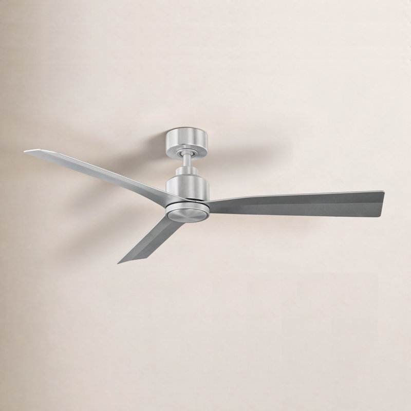 Ventilateur de plafond intelligent à 3 pales de 52 po avec télécommande incluse, Sans trousse d'éclairage, Aluminium brossé