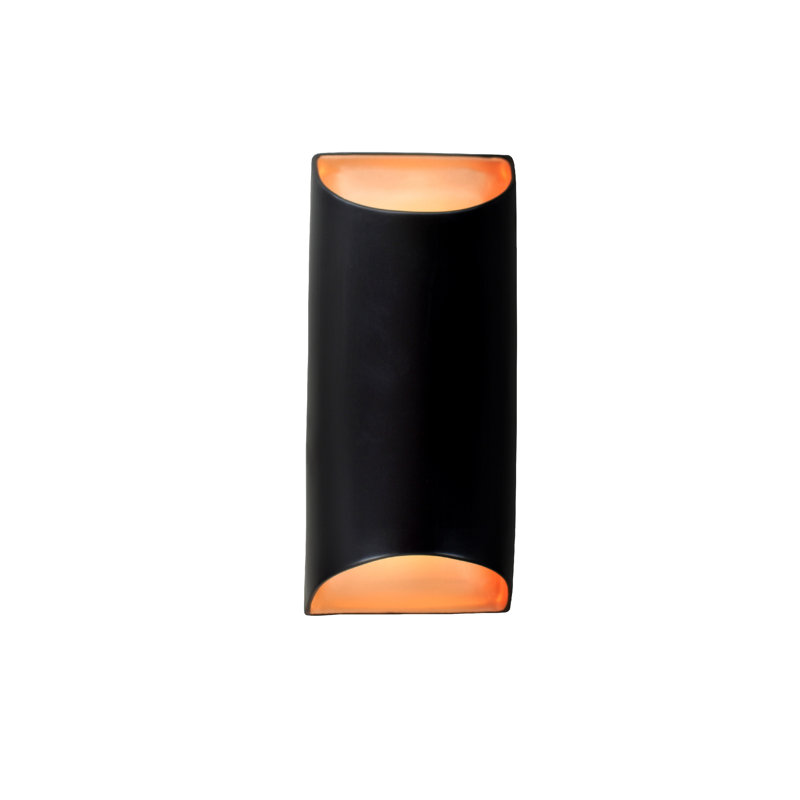 Azem Ceramic Wall Sconce, 13.75" H x 7" W x 4" D, LED (Integrated), Carbon Matte Black/Champagne Gold