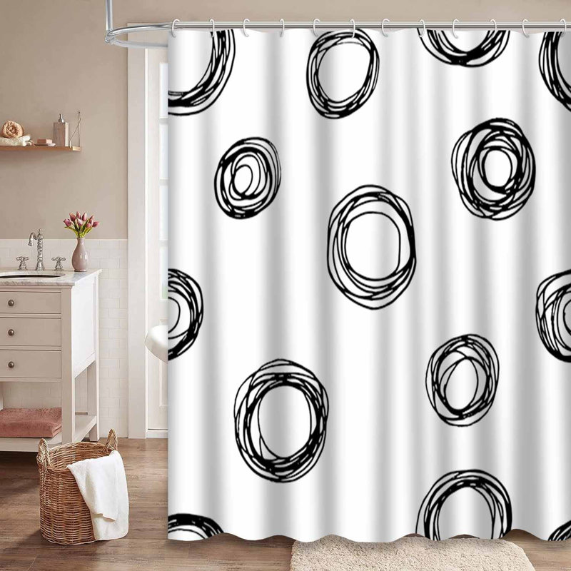 Rideau de douche décoratif avec 12 crochets Doodles, L 72 po x l 72 po