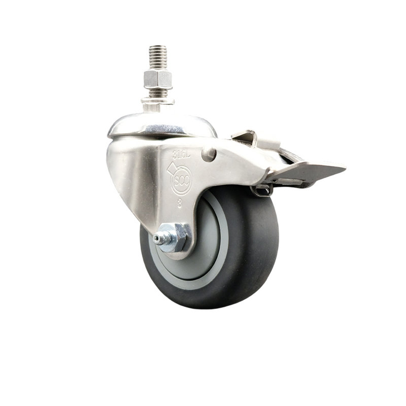 Thermoplastic Rubber Swivel Caster Total Lock Brake