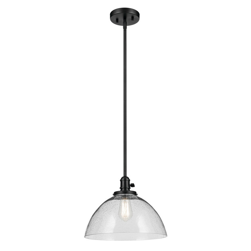 Luminaire suspendu dôme 1 lumière 11 po, Noir satiné