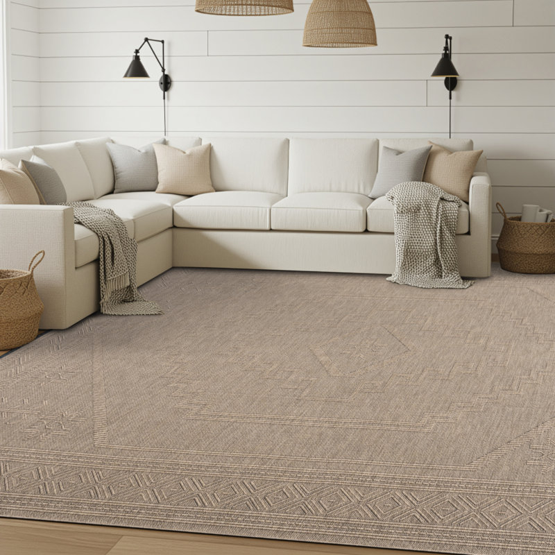 Brenly Moroccan Machine Washable Non Skid Indoor Area Rug - Brown, Rectangle 5' x 6'11"